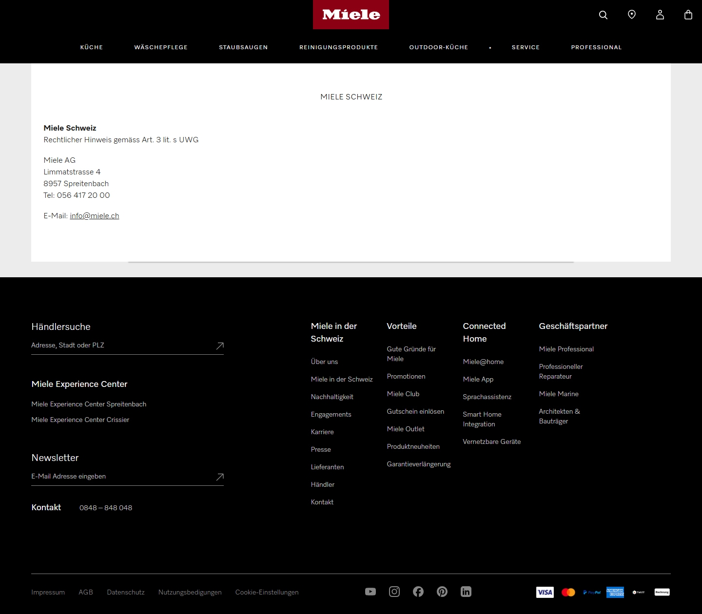 Miele Hotline, Telefonnummer, Contact